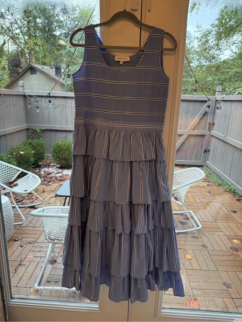 HUNTER BELL Blue Tiered Ruffle Maxi Dress